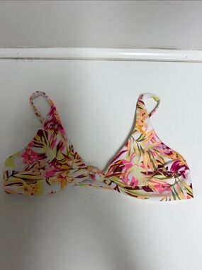 Rip Curl- Tropical Floral Triangle Bikini Top in Pink & Yellow